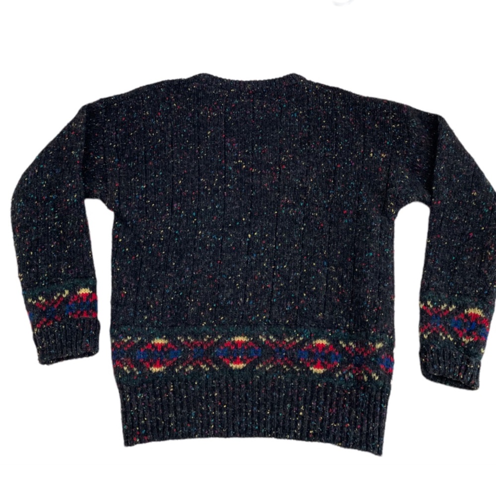 Woolrich sweater vintage hand knit wool black flecked men’s size M - Picture 3 of 6